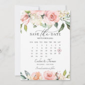 Save The Date Calendrier du mois des fleurs roses-rousses (Devant)