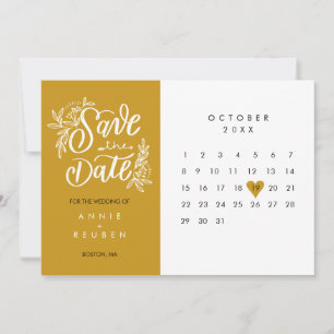 Save The Date Calendrier Élégant Date de Sauvegarde Cœur Amour O
