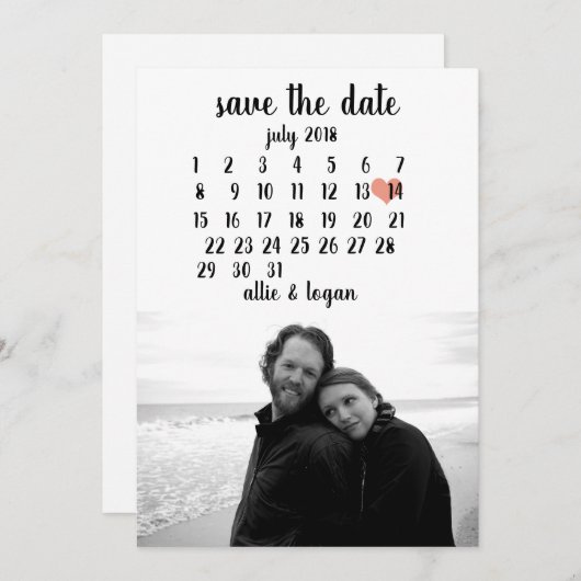 Save The Date Calendrier Enregistrer la date (Devant / Derrière)
