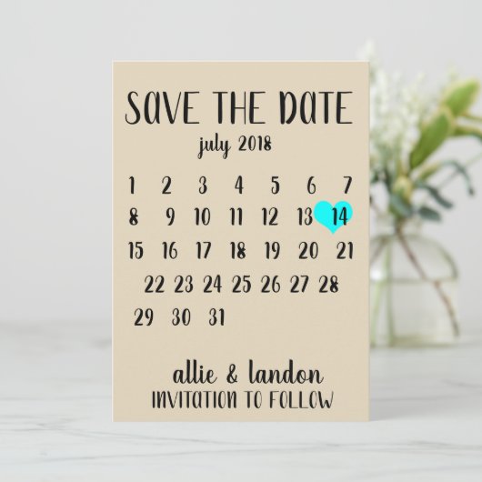 Save The Date Calendrier Enregistrer la date (Debout devant)