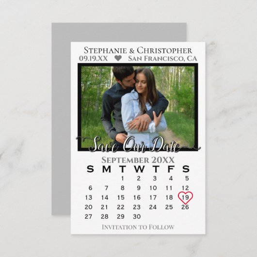 Save The Date Calendrier et Mariage photo classique et élégant (Devant / Derrière)
