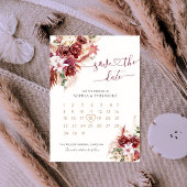Save The Date Calendrier floral Bourgogne & Blush