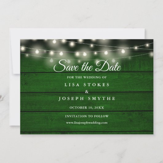 Save The Date Calendrier Gold Heart Rustic Emerald Mariage (Dos)