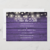 Save The Date Calendrier Gold Heart Rustic Purple Mariage bois (Dos)