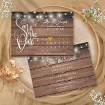 Save The Date Calendrier Gold Heart Rustic Wood Mariage<br><div class="desc">Cette jolie carte de date comporte des lumières à cordes et un calendrier et un joli coeur d'amour en or mettant en évidence votre date spéciale sur un arrière - plan de panneaux de bois rustique. Le verso contient des informations supplémentaires sur la date, y compris l'adresse de votre site...</div>