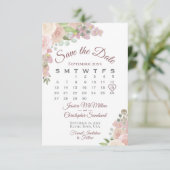Save The Date Calendrier Mariage Boho élégant à la florale rose (Debout devant)
