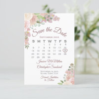 Calendrier Mariage Boho élégant à la florale rose 