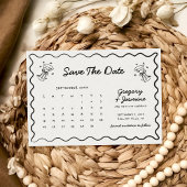 Save The Date Calendrier Mariage Dessiné à la Main et Doodle