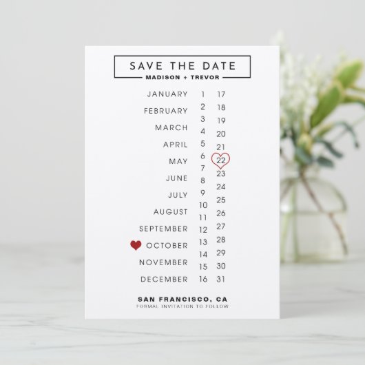 Save The Date Calendrier Mariage Enregistrer la date (Debout devant)