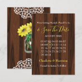 Save The Date Calendrier Mariage Tournesol Rustique Enregistrer (Devant / Derrière)