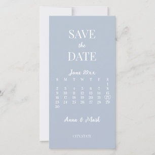 Save The Date Calendrier minimaliste moderne Dusty Blue