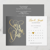 Save The Date Calendrier Or Amour Cœur Code QR Mariage (Devant / Derrière)