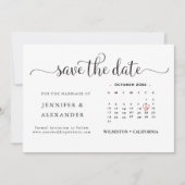 Save The Date Calendrier photo moderne élégant Mariage blanc (Devant)