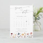 Save The Date Calendrier photo QR Code de fleurs sauvages bohème (Debout devant)