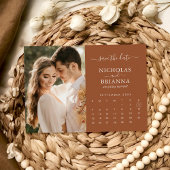 Save The Date Calendrier photo rustique moderne Mariage en terre