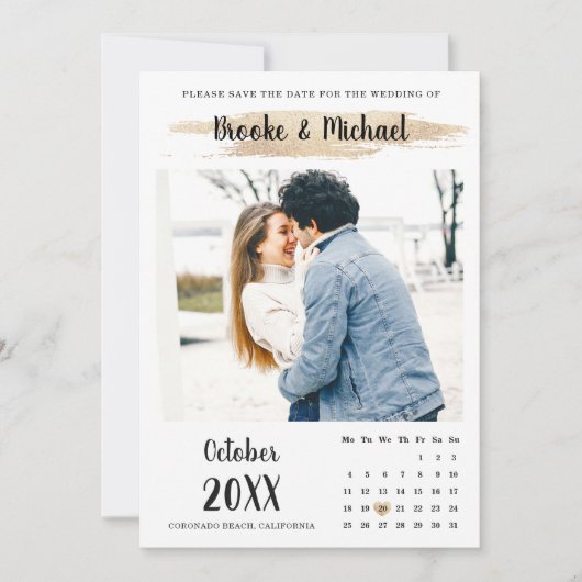 Save The Date Calendrier photo stylé simple (Devant)