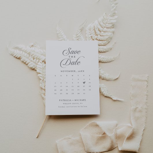 Save The Date Calendrier QR Code Calligraphie Chic Classique