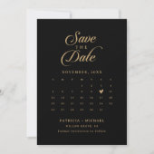 Save The Date Calendrier QR Code Noir et Or Classique (Devant)