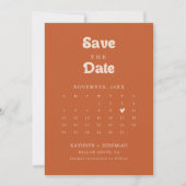 Save The Date Calendrier QR Code simple en terre cuite formel (Devant)