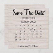 Save The Date Calendrier Rustique Août Appartement Mariage Enreg (Devant / Derrière)