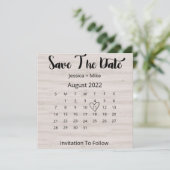 Save The Date Calendrier Rustique Août Appartement Mariage Enreg (Debout devant)