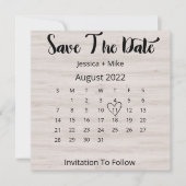 Save The Date Calendrier Rustique Août Appartement Mariage Enreg (Devant)