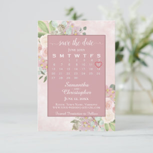 Save The Date Calendrier Rustique Dusty Rose Spring Floral Maria