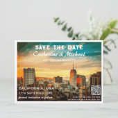 Save The Date California Mariage Travel Poster Style QR Code (Debout devant)