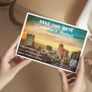 Save The Date California Mariage Travel Poster Style QR Code