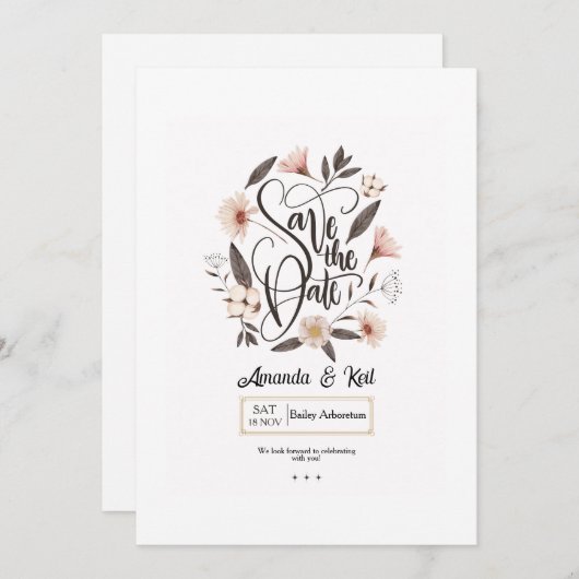 Save the Date Calligrafie Aankondiging (Voorkant / Achterkant)