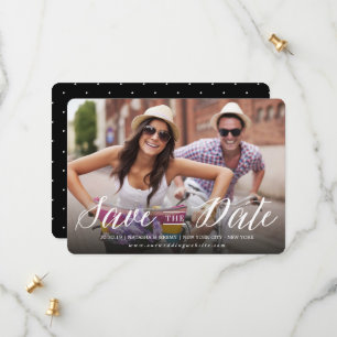 Save The Date Calligraphie blanche moderne Script photo minimali