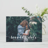 Save The Date Calligraphie blanche Script photo Enregistrer la c (Debout devant)