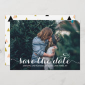 Save The Date Calligraphie blanche Script photo Enregistrer la c (Devant / Derrière)