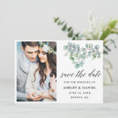 Save The Date Calligraphie Botanique Eucalyptus Feuille (Debout devant)