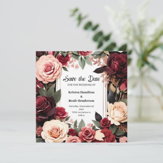 Save The Date Calligraphie Bourgogne Beauté (Debout devant)