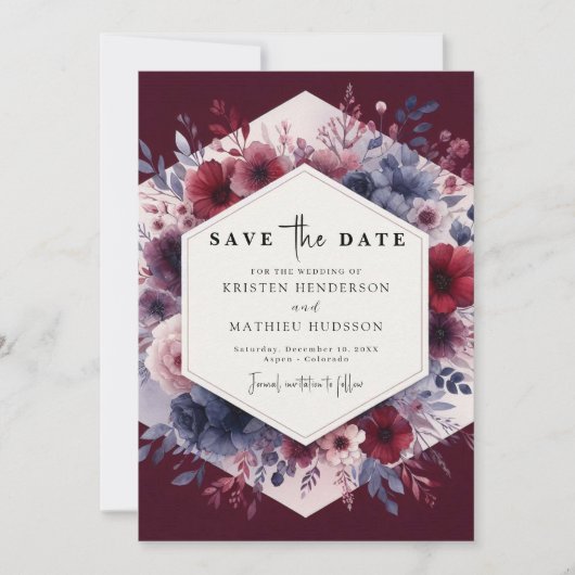 Save The Date Calligraphie Bourgogne Mariage (Devant)