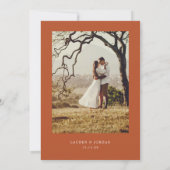 Save The Date Calligraphie Burnt Orange Mariage photo (Dos)