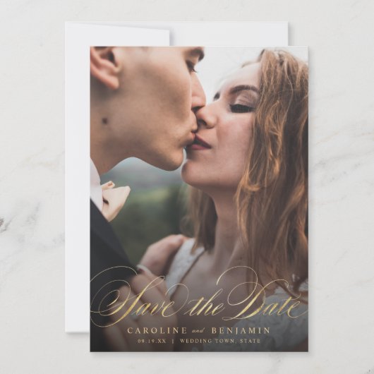 Save The Date Calligraphie classique mariage photo enregistrer l (Devant)