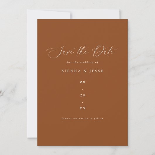 Save The Date Calligraphie classique moderne Script Terracotta P