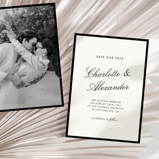 Save The Date Calligraphie classique Vieux argent