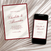 Save The Date Calligraphie classique Vieux argent rouge profond