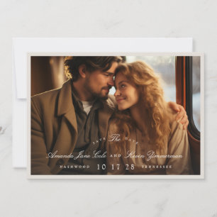 Save The Date Calligraphie de mariage élégante avec photo