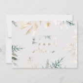 Save The Date Calligraphie de mariage feuilles dorées élégante v (Dos)