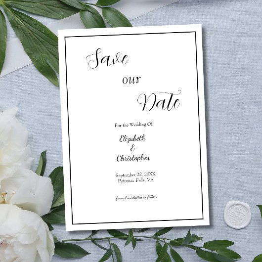 Save The Date Calligraphie de mariage formelle traditionnelle