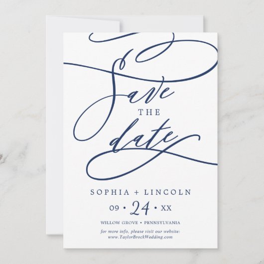 Save The Date Calligraphie de marine romantique | Fruit (Devant)