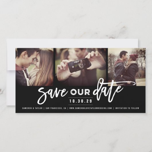 Save The Date Calligraphie de script de brosse moderne 3 multi-p (Devant)