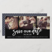 Save The Date Calligraphie de script de brosse moderne 3 multi-p (Devant / Derrière)