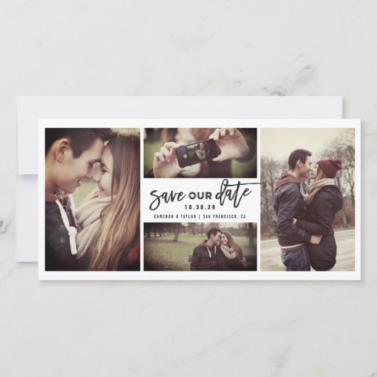 Save The Date Calligraphie de script de brosse moderne 4 photos  (Devant)