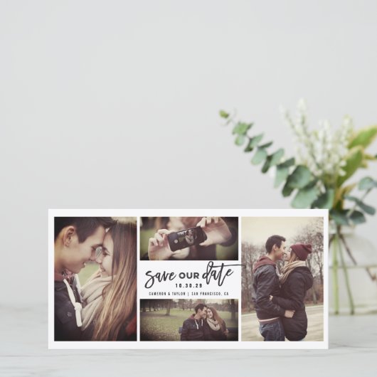 Save The Date Calligraphie de script de brosse moderne 4 photos  (Debout devant)