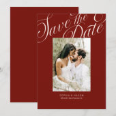 Save The Date Calligraphie de script élégant moderne Terracotta (Devant / Derrière)